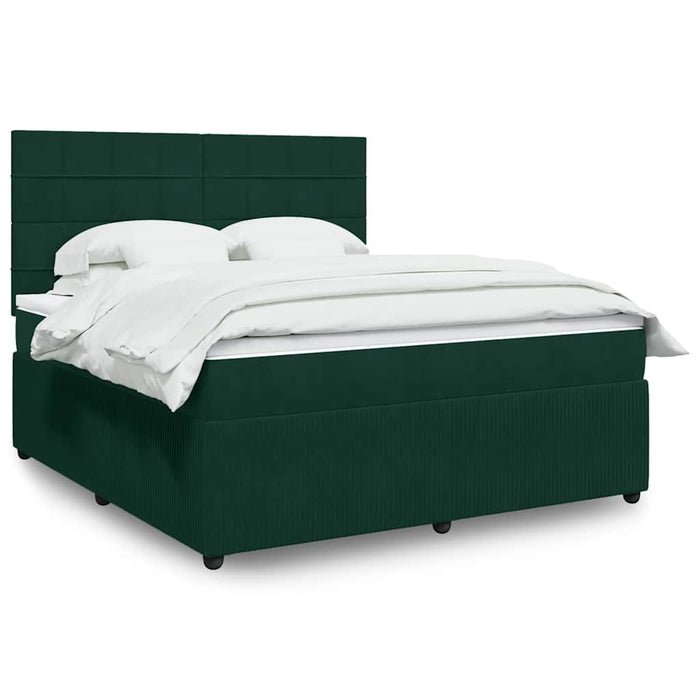 Pat box spring cu saltea, verde închis, 180x200 cm, catifea - WALTI WALTI