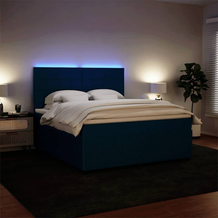 Pat box spring cu saltea, albastru, 180x200 cm, catifea - WALTI WALTI
