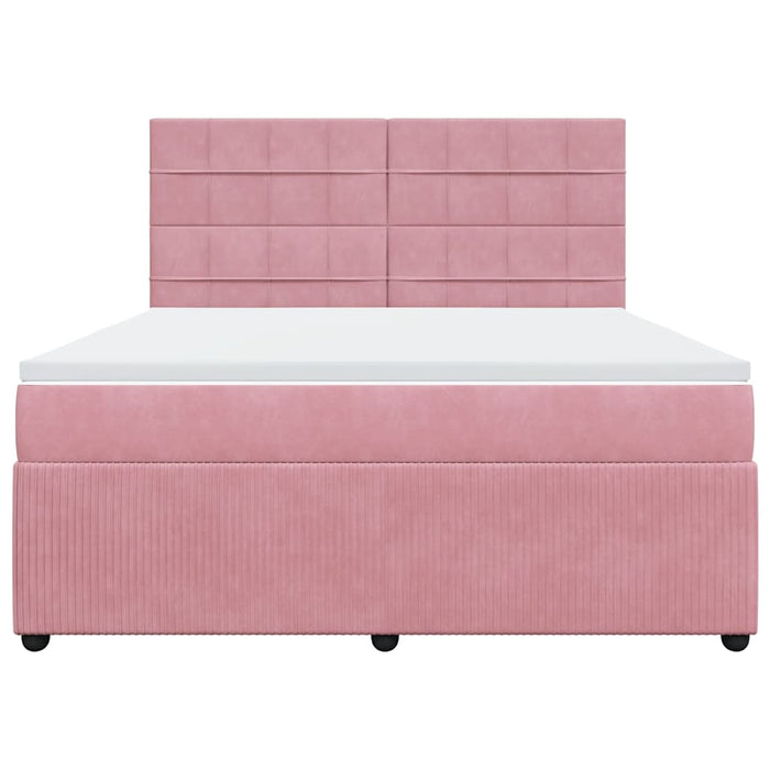 Pat box spring cu saltea, roz, 180x200 cm, catifea - WALTI WALTI