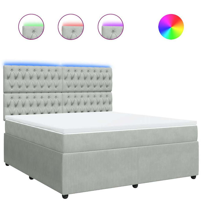 Pat box spring cu saltea, gri deschis, 180x200 cm, catifea - WALTI WALTI