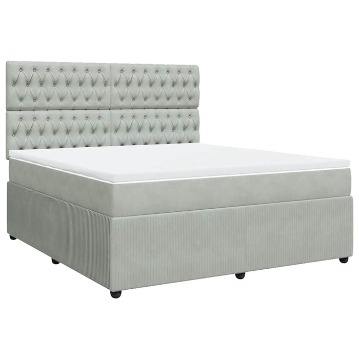 Pat box spring cu saltea, gri deschis, 180x200 cm, catifea - WALTI WALTI