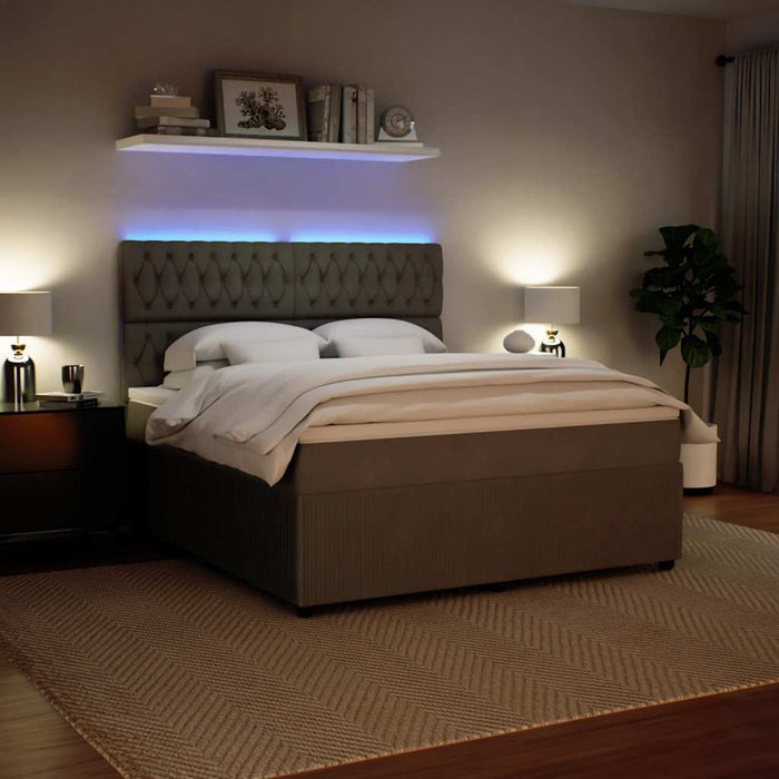 Pat box spring cu saltea, gri deschis, 180x200 cm, catifea - WALTI WALTI