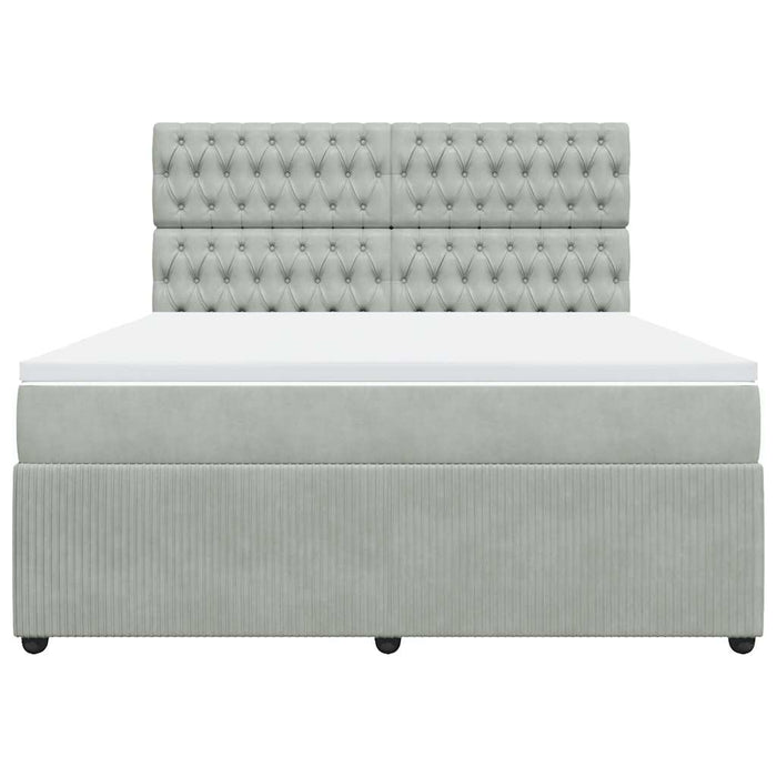 Pat box spring cu saltea, gri deschis, 180x200 cm, catifea - WALTI WALTI