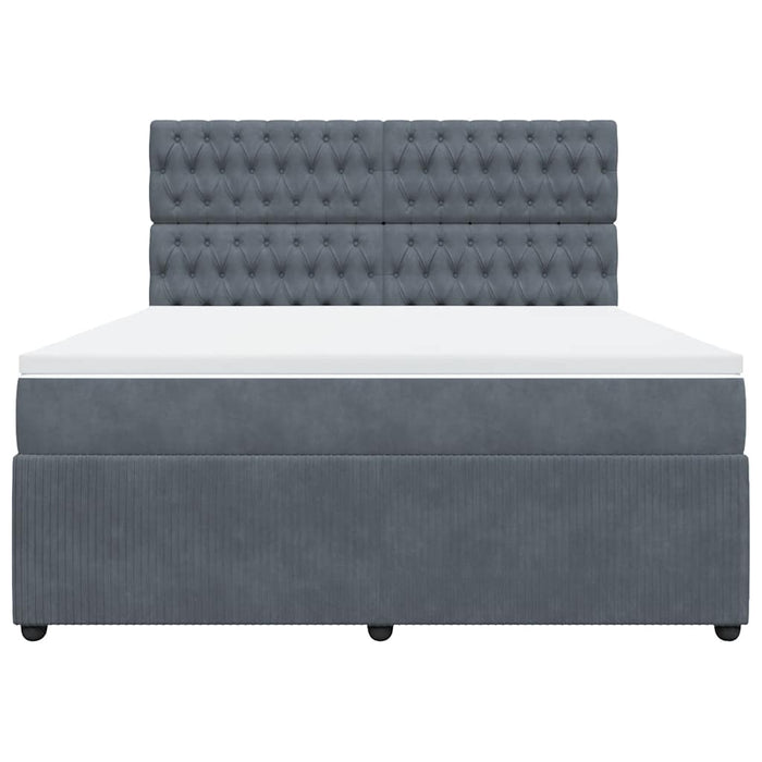 Pat box spring cu saltea, gri închis, 180x200 cm, catifea - WALTI WALTI