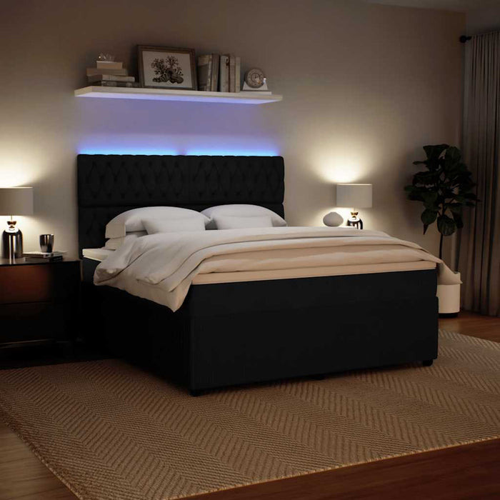 Pat box spring cu saltea, negru, 180x200 cm, catifea - WALTI WALTI