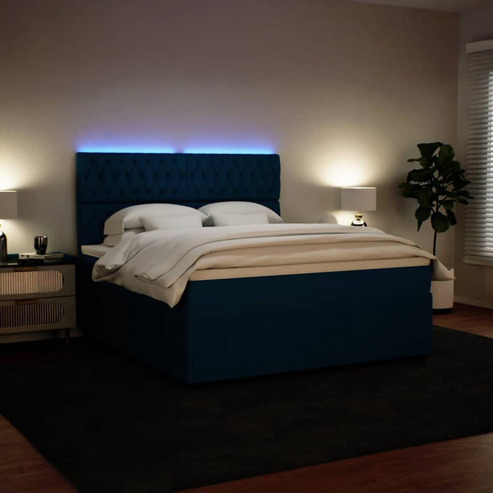 Pat box spring cu saltea, albastru, 180x200 cm, catifea WALTI