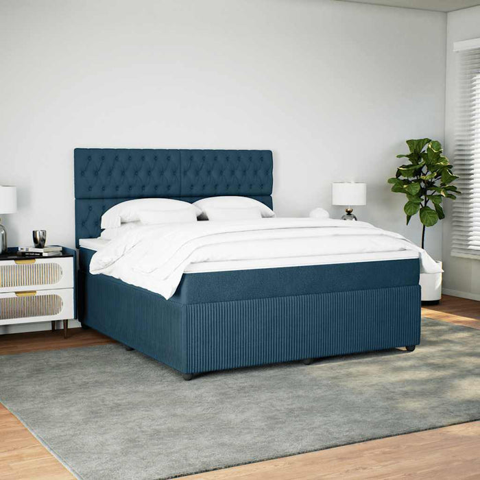 Pat box spring cu saltea, albastru, 180x200 cm, catifea WALTI
