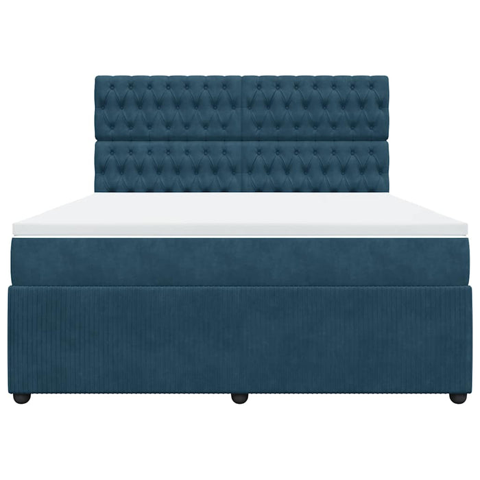 Pat box spring cu saltea, albastru, 180x200 cm, catifea WALTI