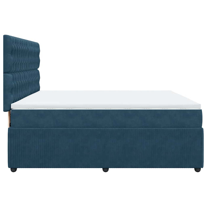 Pat box spring cu saltea, albastru, 180x200 cm, catifea WALTI