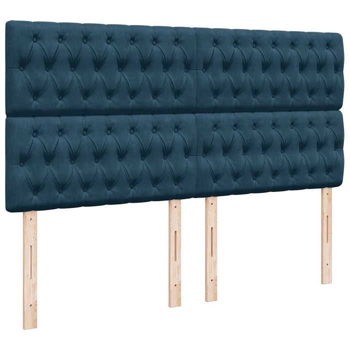 Pat box spring cu saltea, albastru, 180x200 cm, catifea WALTI
