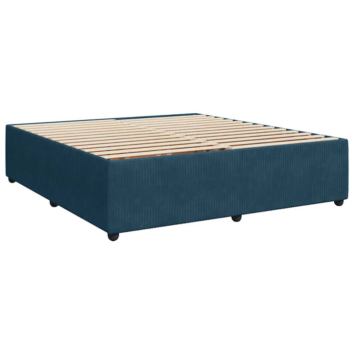 Pat box spring cu saltea, albastru, 180x200 cm, catifea WALTI
