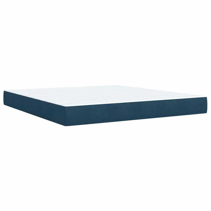 Pat box spring cu saltea, albastru, 180x200 cm, catifea WALTI