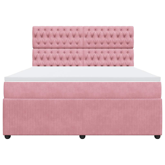 Pat box spring cu saltea, roz, 180x200 cm, catifea - WALTI WALTI