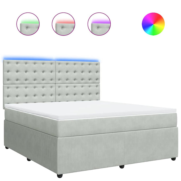 Pat box spring cu saltea, gri deschis, 180x200 cm, catifea - WALTI WALTI