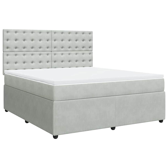 Pat box spring cu saltea, gri deschis, 180x200 cm, catifea - WALTI WALTI
