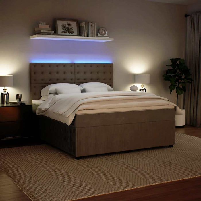 Pat box spring cu saltea, gri deschis, 180x200 cm, catifea - WALTI WALTI