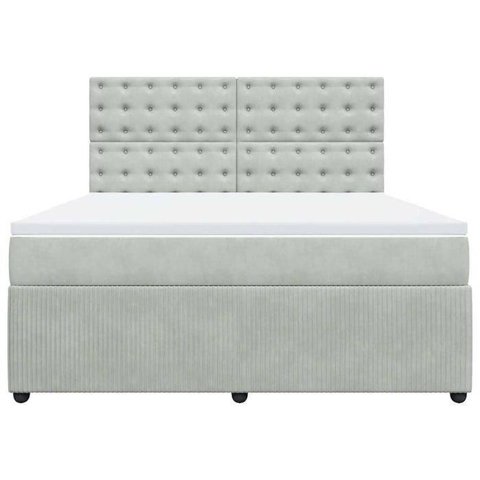 Pat box spring cu saltea, gri deschis, 180x200 cm, catifea - WALTI WALTI