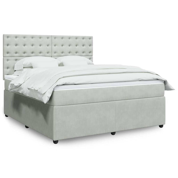 Pat box spring cu saltea, gri deschis, 180x200 cm, catifea - WALTI WALTI