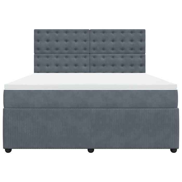 Pat box spring cu saltea, gri închis, 180x200 cm, catifea - WALTI WALTI