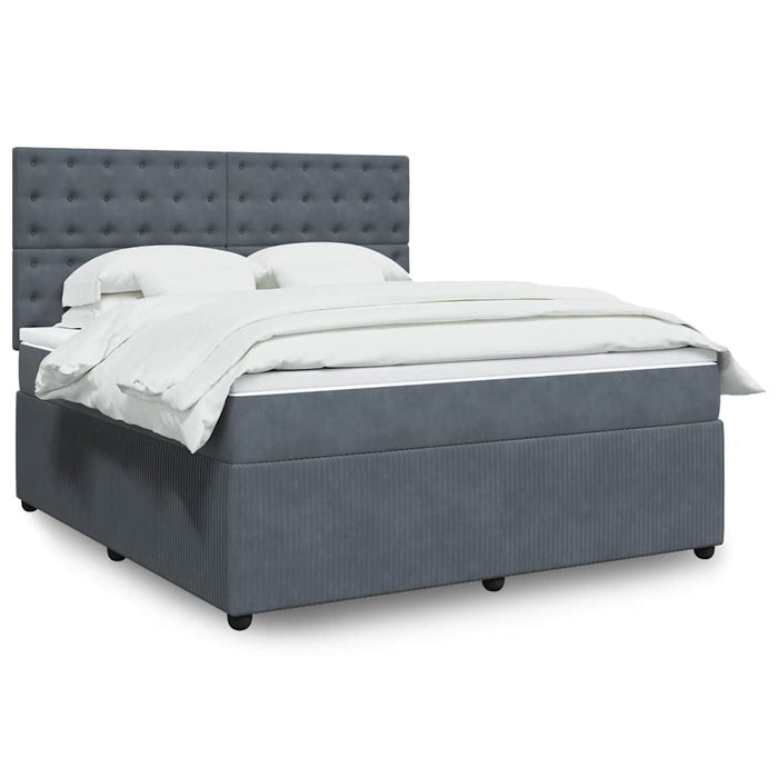Pat box spring cu saltea, gri închis, 180x200 cm, catifea - WALTI WALTI