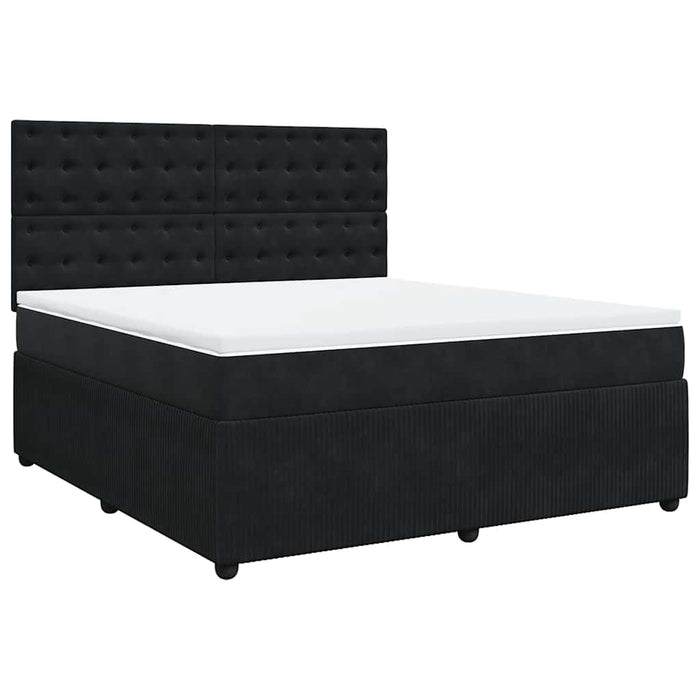 Pat box spring cu saltea, negru, 180x200 cm, catifea - WALTI WALTI