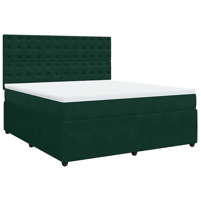 Pat box spring cu saltea, verde închis, 180x200 cm, catifea - WALTI WALTI