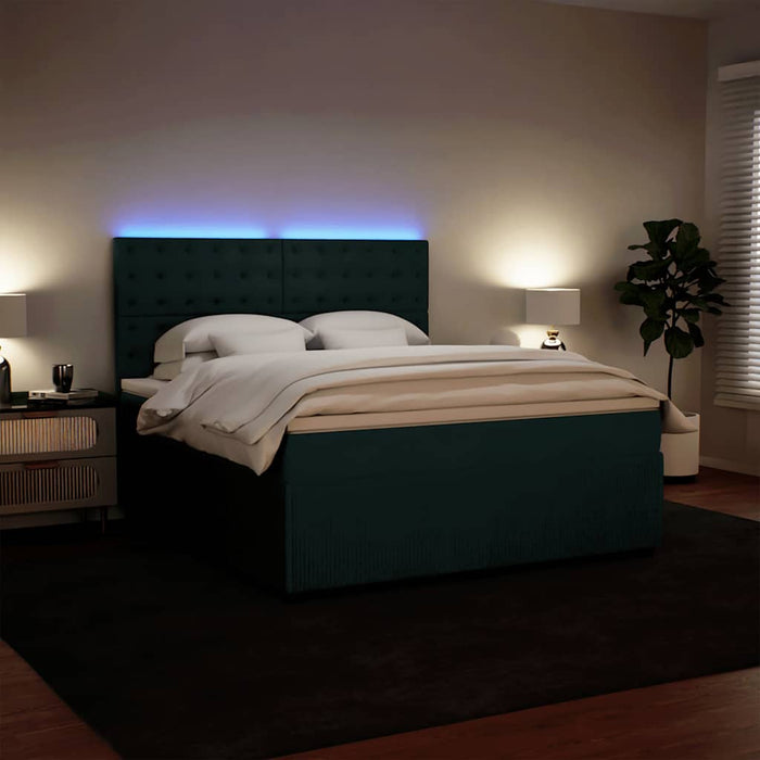 Pat box spring cu saltea, verde închis, 180x200 cm, catifea - WALTI WALTI