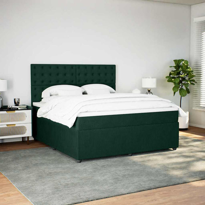 Pat box spring cu saltea, verde închis, 180x200 cm, catifea - WALTI WALTI