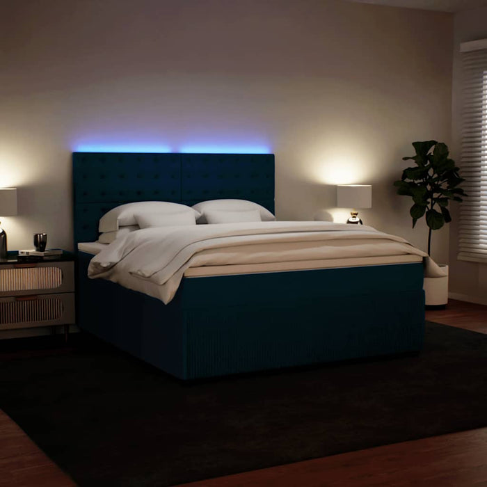 Pat box spring cu saltea, albastru, 180x200 cm, catifea - WALTI WALTI