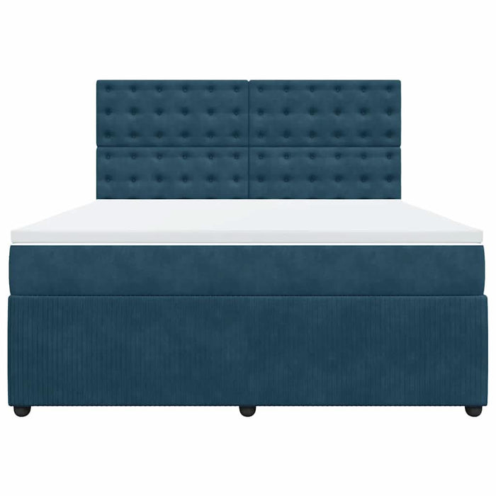 Pat box spring cu saltea, albastru, 180x200 cm, catifea - WALTI WALTI