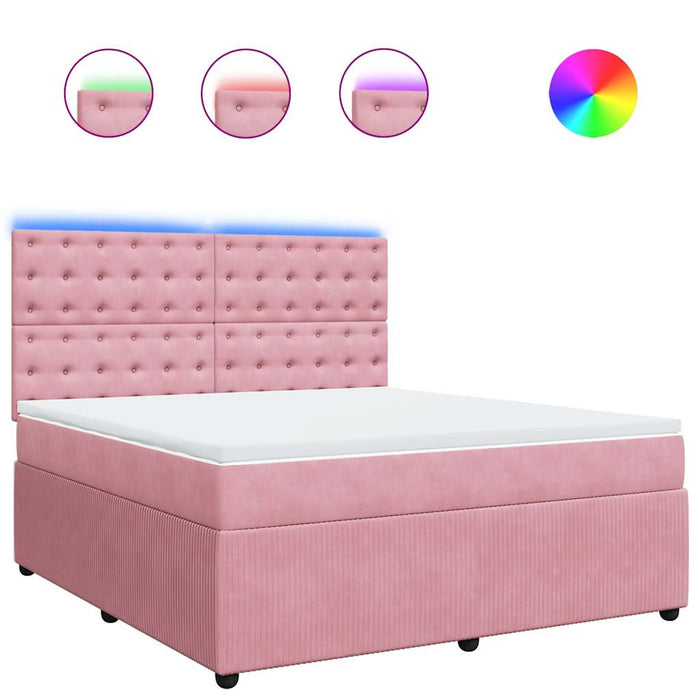 Pat box spring cu saltea, roz, 180x200 cm, catifea - WALTI WALTI