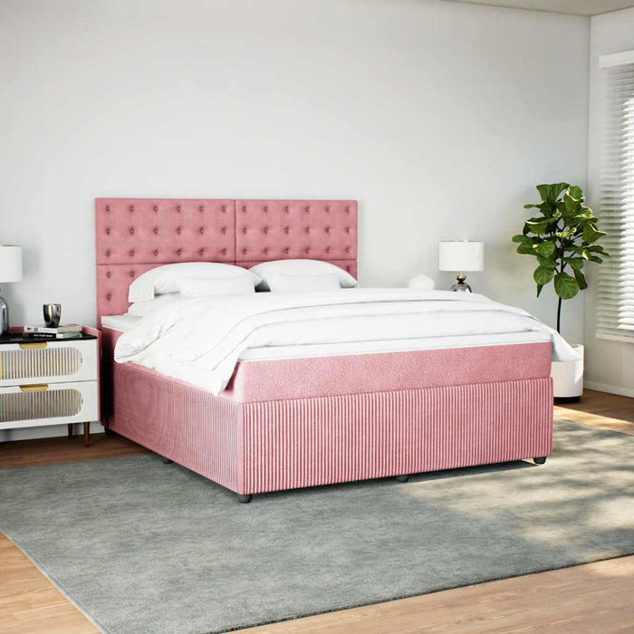 Pat box spring cu saltea, roz, 180x200 cm, catifea - WALTI WALTI