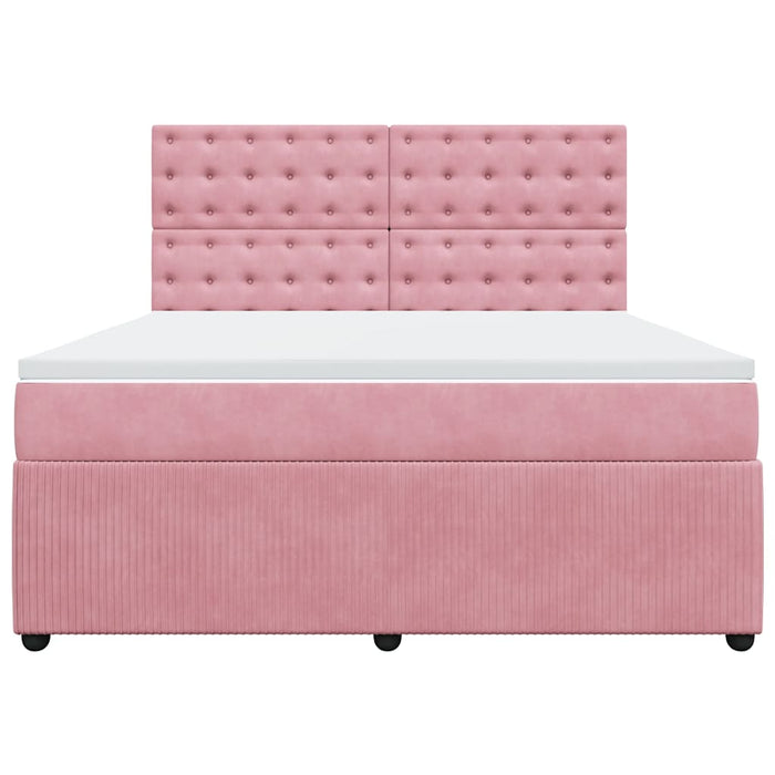 Pat box spring cu saltea, roz, 180x200 cm, catifea - WALTI WALTI