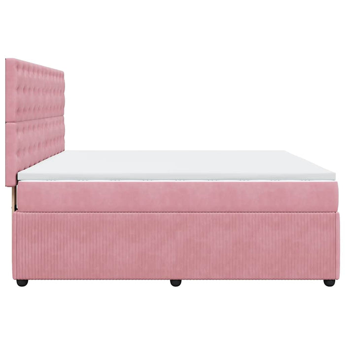 Pat box spring cu saltea, roz, 180x200 cm, catifea - WALTI WALTI