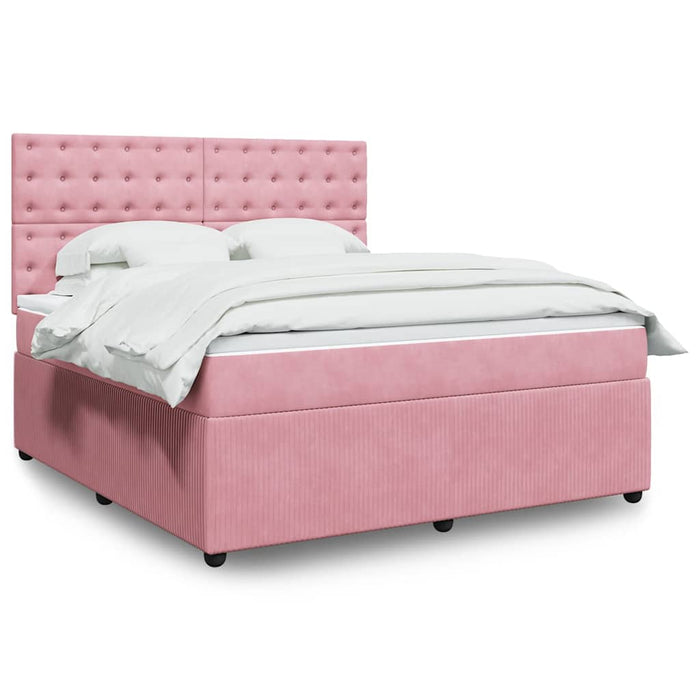 Pat box spring cu saltea, roz, 180x200 cm, catifea - WALTI WALTI
