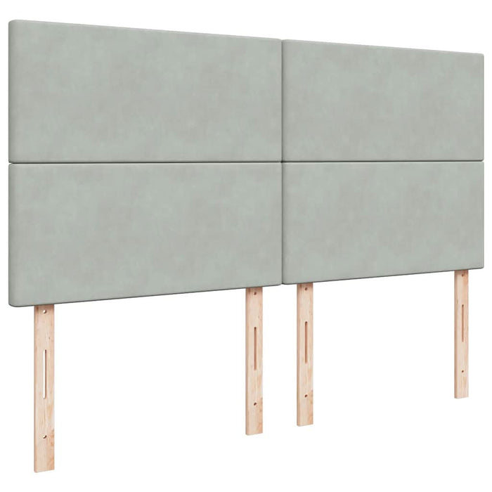 Pat box spring cu saltea, gri deschis, 200x200 cm, catifea - WALTI WALTI