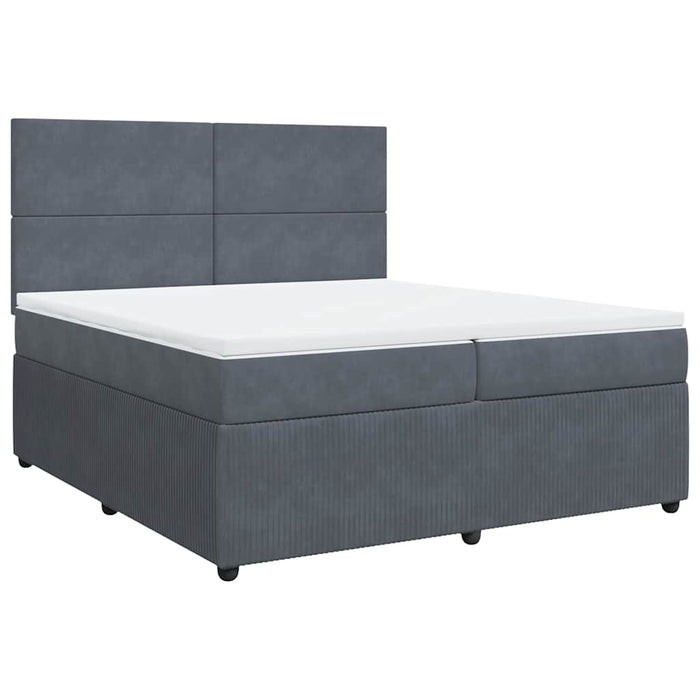 Pat box spring cu saltea, gri închis, 200x200 cm, catifea - WALTI WALTI