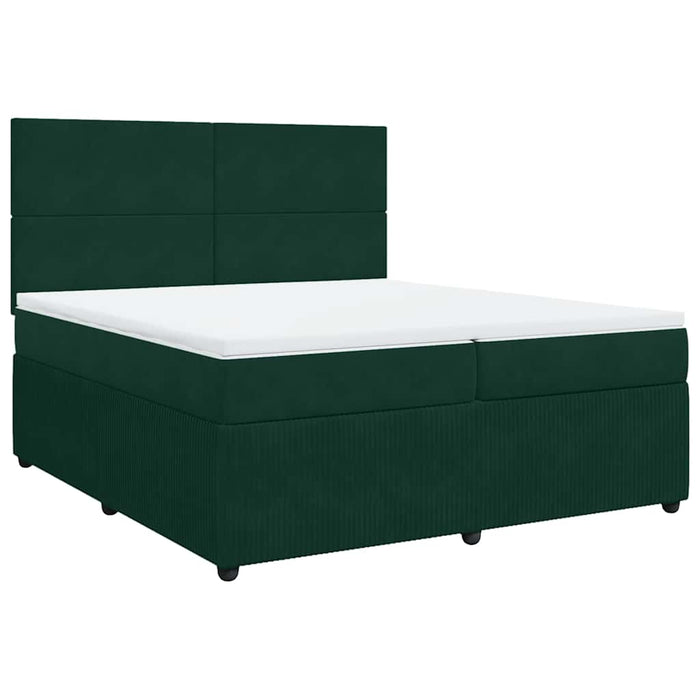 Pat box spring cu saltea, verde închis, 200x200 cm, catifea - WALTI WALTI