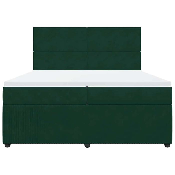 Pat box spring cu saltea, verde închis, 200x200 cm, catifea - WALTI WALTI