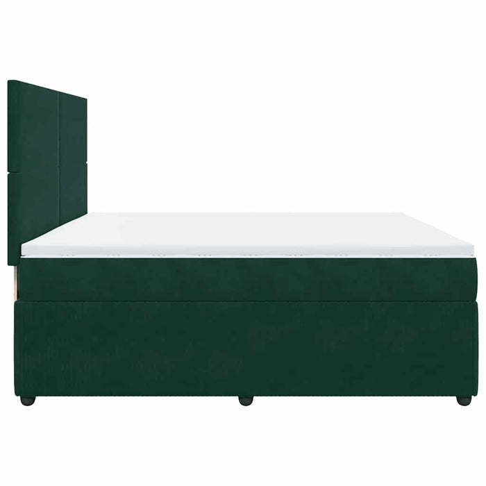 Pat box spring cu saltea, verde închis, 200x200 cm, catifea - WALTI WALTI