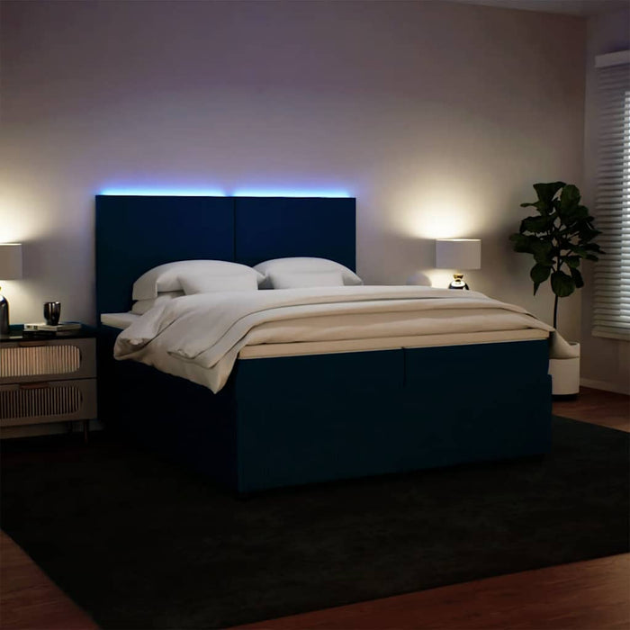 Pat box spring cu saltea, albastru, 200x200 cm, catifea - WALTI WALTI