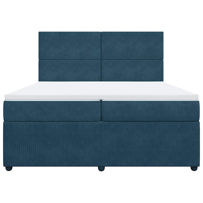Pat box spring cu saltea, albastru, 200x200 cm, catifea - WALTI WALTI
