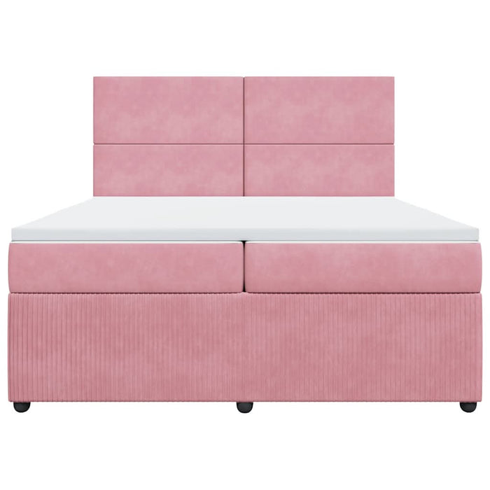 Pat box spring cu saltea, roz, 200x200 cm, catifea - WALTI WALTI