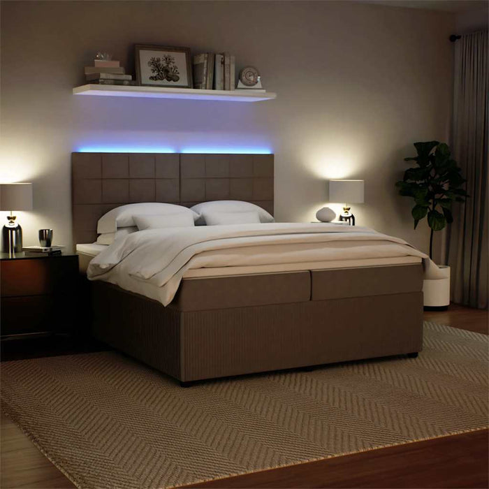 Pat box spring cu saltea, gri deschis, 200x200 cm, catifea - WALTI WALTI