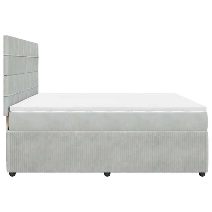 Pat box spring cu saltea, gri deschis, 200x200 cm, catifea - WALTI WALTI