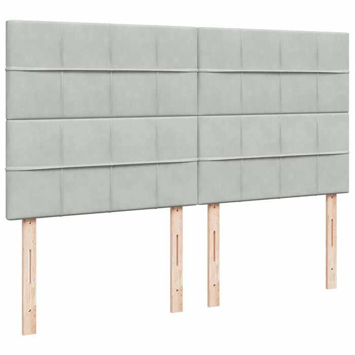 Pat box spring cu saltea, gri deschis, 200x200 cm, catifea - WALTI WALTI