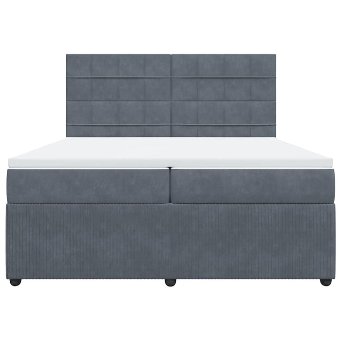 Pat box spring cu saltea, gri închis, 200x200 cm, catifea - WALTI WALTI