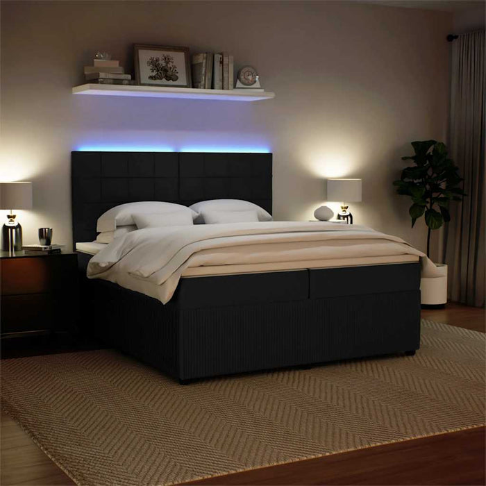 Pat box spring cu saltea, negru, 200x200 cm, catifea - WALTI WALTI