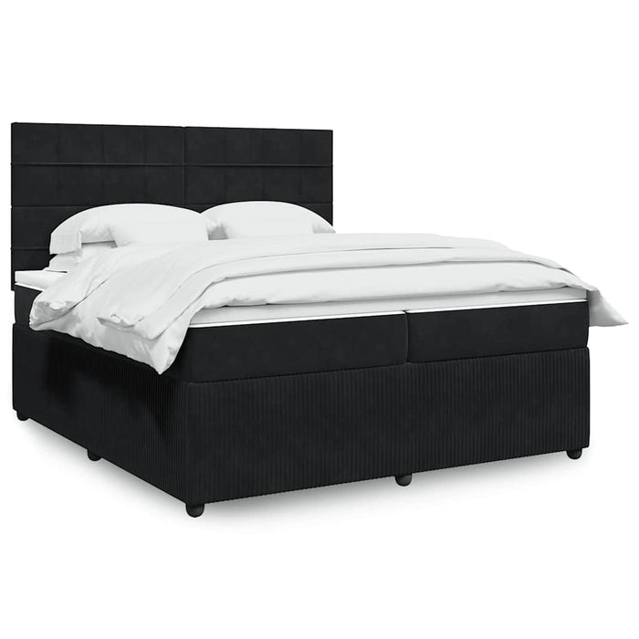 Pat box spring cu saltea, negru, 200x200 cm, catifea - WALTI WALTI