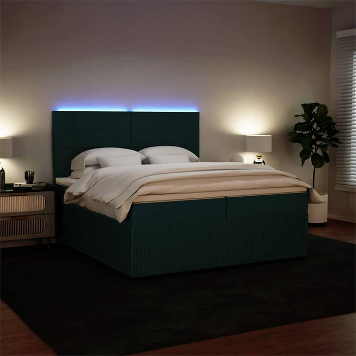 Pat box spring cu saltea, verde închis, 200x200 cm, catifea - WALTI WALTI